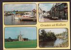 Kollum Groeten 4 luik Haven Molen 1989 gelopen, Verzenden, 1980 tot heden, Gelopen, Friesland