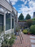 3 delige metalen uitschuifladder, ca. 4.50m, Doe-het-zelf en Verbouw, Ladders en Trappen, Ophalen, Gebruikt, 4 meter of meer