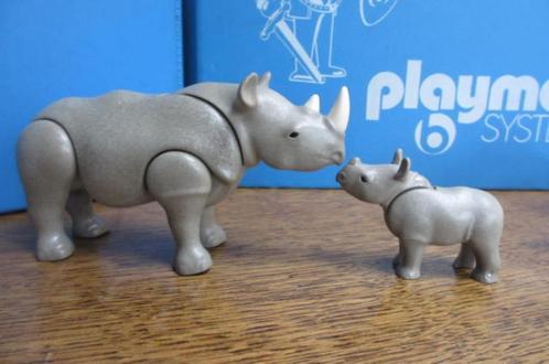 dierentuin wild life 6638 70357 neushoorn met jong 100%, Kinderen en Baby's, Speelgoed | Playmobil, Zo goed als nieuw, Complete set
