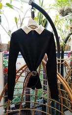 Make Elegante zwarte jurk met witte kraag - Maat S, Zwart, Ophalen of Verzenden, Maje, Knielengte