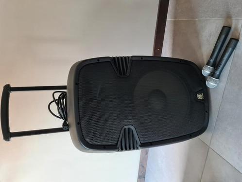 Skytec mobiele luidspreker met 2 microfoons, Audio, Tv en Foto, Luidsprekers, Gebruikt, 120 watt of meer, Overige merken, Ophalen
