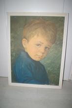 Retro  schilderij  met huilend jongetje., Ophalen, Gebruikt, 50 tot 75 cm, Schilderij