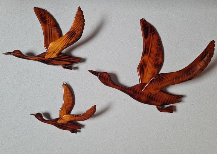 3 vintage retro houten wandvogels vogels wandecoratie muur, Huis en Inrichting, Woonaccessoires | Wanddecoraties, Gebruikt, Ophalen of Verzenden