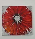Schilderij zilverkleurig met rood, zie prachtige details, Ophalen