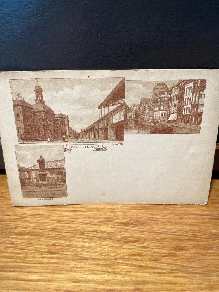 Oude Ansichtkaart Rotterdam - Beurs en Erasmus, Ophalen of Verzenden, Voor 1920, Ongelopen, Zuid-Holland