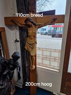 Groot Levensgroot Kruisbeeld – 200 cm Hoog – Massief & Zeer, Antiek en Kunst, Antiek | Religie, Ophalen of Verzenden