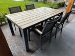Tuintafel 180 x 100 cm met 4 stoelen antraciet - taupe, Ophalen, Gebruikt, Rechthoekig, Aluminium