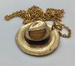 Vintage ketting goud verguld hoedje emaille handgemaakt, Sieraden, Tassen en Uiterlijk, Antieke sieraden, Verzenden, Goud, Ketting