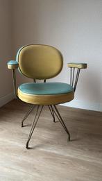 Vintage leren stoelen, geel / groen, Huis en Inrichting, Stoelen, Ophalen, Gebruikt, Overige kleuren, Vintage