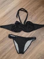 Bikini zwart met witte stipjes (strapless / halter), Bikini, Ophalen of Verzenden, Zo goed als nieuw, Zwart