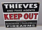 Emaille Bord Winchester & Smith & Wesson, Ophalen of Verzenden, Gebruikt, Reclamebord