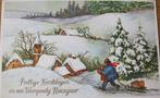 Kerst - man met pakjes op de slee in winterlandschap - 1965, Verzenden, 1960 tot 1980, Gelopen, Overige thema's