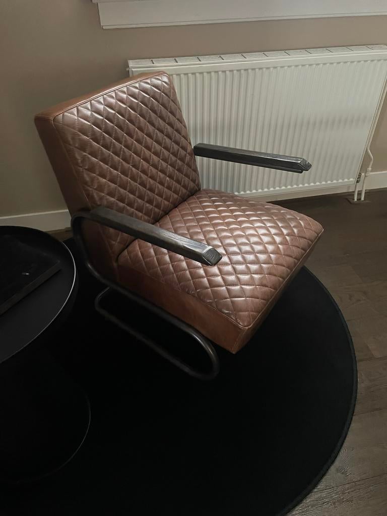 Lederen faulteuil, Huis en Inrichting, Fauteuils, Ophalen, Zo goed als nieuw, 75 tot 100 cm, 50 tot 75 cm
