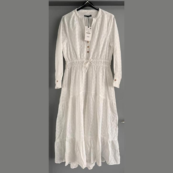 Zara witte katoenen jurk - maat L - nieuw, Kleding | Dames, Jurken, Nieuw, Maat 38/40 (M), Wit, Boven de knie, Ophalen of Verzenden