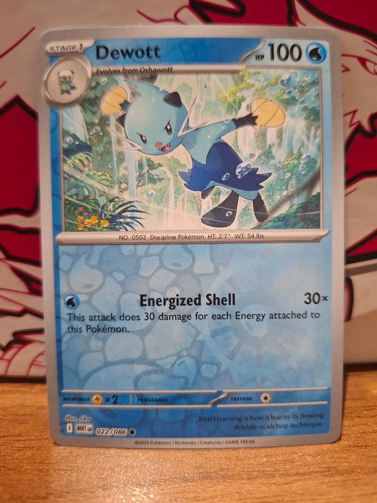 Pokemon Dewott WHT 022/086 reverse holo, Ophalen of Verzenden, Nieuw, Losse kaart