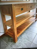 Massief teak houten sidetable met 3 lades (grote spiegel), Huis en Inrichting, Ophalen, 100 tot 150 cm, Teakhout, Zo goed als nieuw