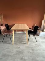 Houten eettafel met 4 stoelen, Huis en Inrichting, Ophalen, 100 tot 150 cm, Eikenhout, 50 tot 100 cm