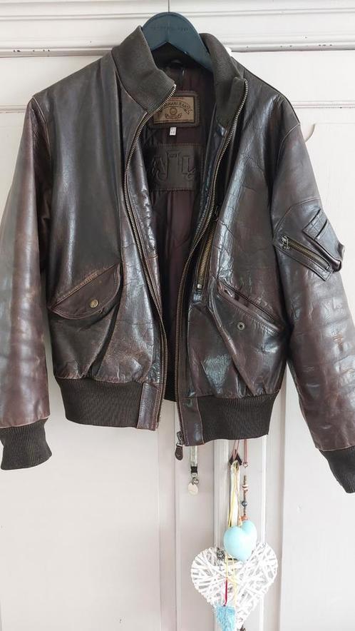 Giorgio Armani lederen jas maat XL, Kleding | Heren, Jassen | Winter, Gedragen, Maat 56/58 (XL), Bruin, Ophalen of Verzenden