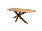 Eettafel Ovaal Hardhout Gebleekt Houten Poot 200x100, Ophalen, 100 tot 150 cm, Vijf personen of meer, Ovaal