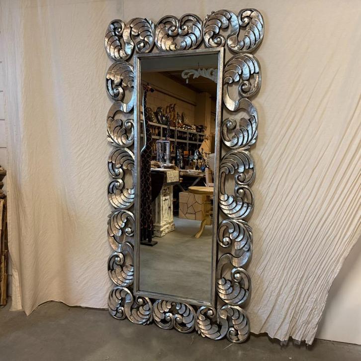 Barok Spiegel – houten lijst Zilver - 200 x 100 cm-TTM Wonen, Huis en Inrichting, Woonaccessoires | Spiegels, Nieuw, 100 tot 125 cm