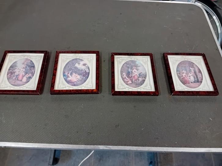 4 Lijstjes met Romantische Scènes, Antiek en Kunst, Kunst | Tekeningen en Foto's, Ophalen