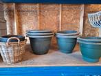 Kunststof Bloembakken Partij - 8 stuks + Mand, Tuin, Kunststof, Gebruikt, Minder dan 30 cm