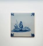 Oude blauw witte tegel - herderin met schapen, Ophalen of Verzenden