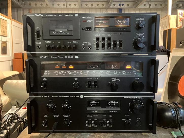 Saba (Sanyo) prachtige vintage set VU meters en rackhandles, Audio, Tv en Foto, Stereo-sets, Gebruikt, Cassettedeck, Tuner of Radio