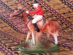 Mooi oud beeldje uit Engeland van paard met ruiter 11 cm., Antiek en Kunst, Antiek | Porselein, Ophalen of Verzenden