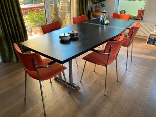 Eethoek met 6 Gispen/de Wit stoelen., Huis en Inrichting, Tafels | Eettafels, Zo goed als nieuw, 50 tot 100 cm, 200 cm of meer