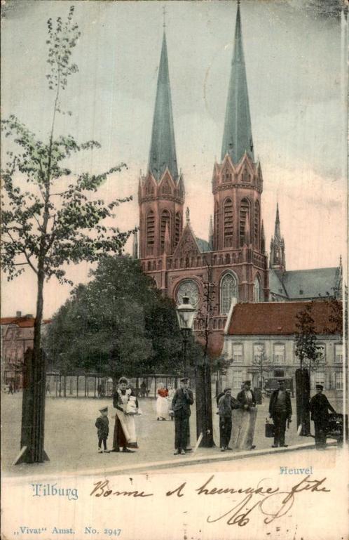 Tilburg - Kerk, Verzamelen, Ansichtkaarten | Nederland, Gelopen, Noord-Brabant, Voor 1920, Ophalen of Verzenden
