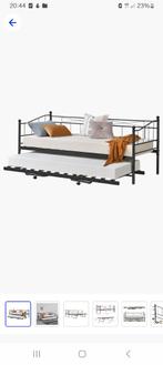Bed met onderschuif bed, Huis en Inrichting, Ophalen, 90 cm, Zwart, Tweepersoons