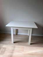 Witte eettafel, uitschuifbaar, Ophalen, 100 tot 150 cm, 50 tot 100 cm, Zo goed als nieuw