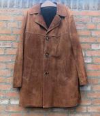 REAL VINTAGE Bruine suède leren winter mantel XXL / 53, Bruin, Vintage, Overige maten, Ophalen of Verzenden