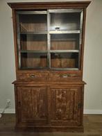 Teak kast met stalen details - 221x125x55 cm, Ophalen, Gebruikt, Glas, 100 tot 150 cm