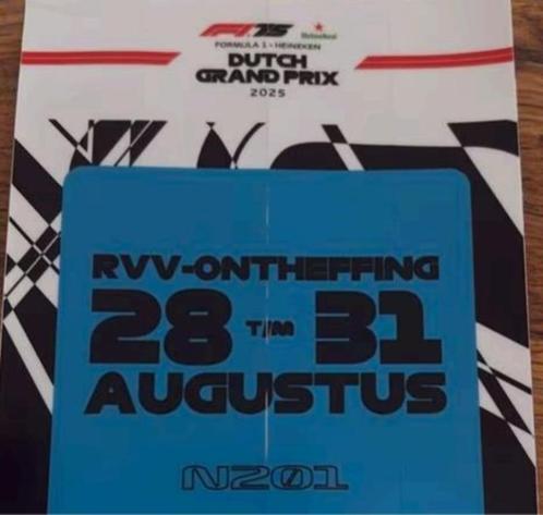 F1 GP Zandvoort 2025 autovignet (2x) met privé parkeerplek, Tickets en Kaartjes, Autovignetten, Drie personen of meer