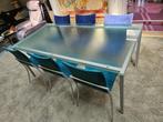 Eetkamertafel met 6 stoelen, Huis en Inrichting, Tafels | Eettafels, Gebruikt, Vijf personen of meer, Glas, 150 tot 200 cm