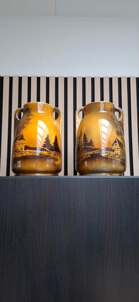 Set vintage art deco aardewerk vazen kannen okergeel, Antiek en Kunst, Antiek | Keramiek en Aardewerk, Ophalen