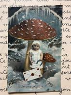 1907 Heureuse Année - meisje hoefijzer paddenstoel brief (NN, Verzamelen, Ansichtkaarten | Themakaarten, Ophalen of Verzenden