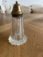 Vintage glazen suikerstrooier met messing dop, Ophalen