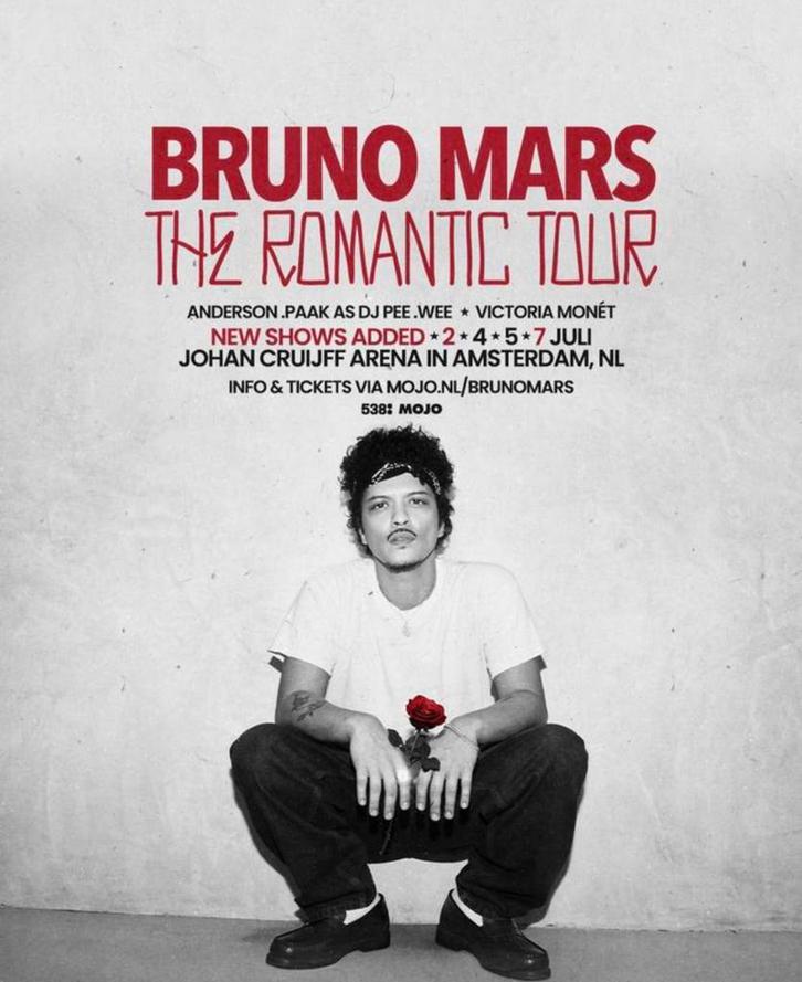 Bruno mars 4 golden cirkel tickets 7 juli concert Amsterdam, Tickets en Kaartjes, Theater | Cabaret en Komedie, Drie personen of meer