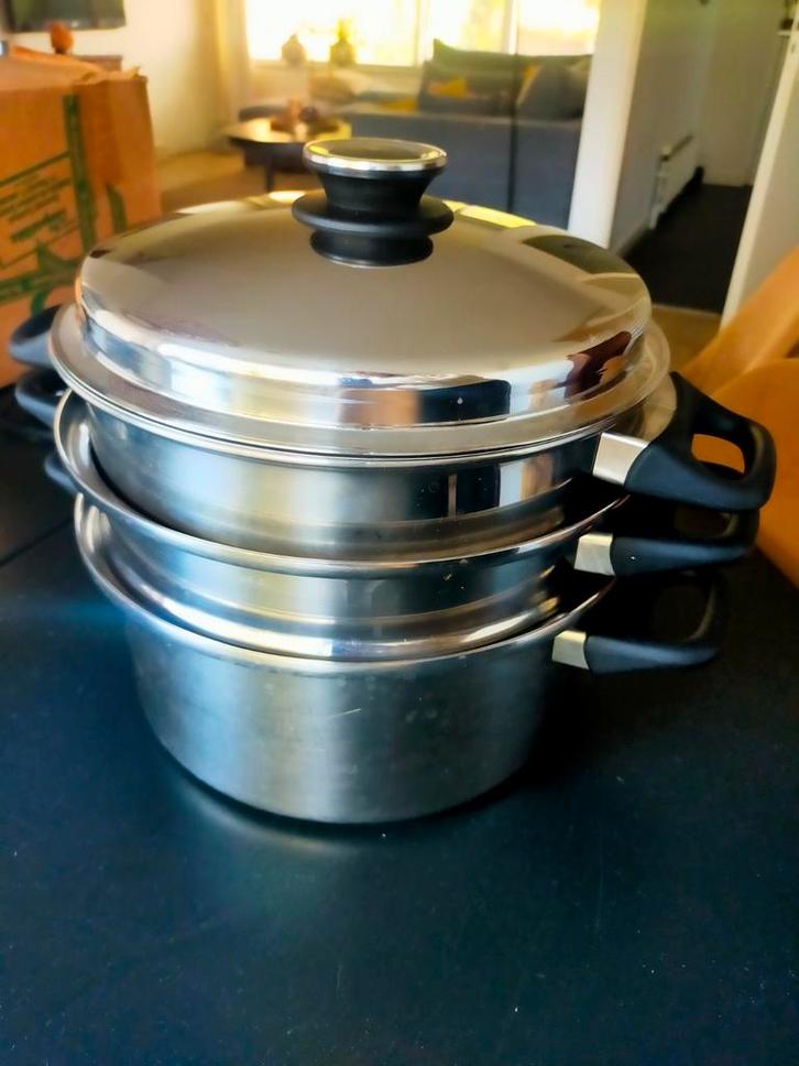 Icook 8L Pannenset Stoompan , Rasp & Warmhoudschaal, Huis en Inrichting, Keuken | Potten en Pannen, Pannenset, Rvs, Verzenden