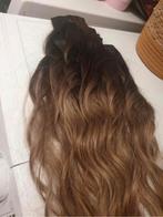 Donker Bruin met blond Haarverlenging Clip-Ins 45 cm, Ophalen of Verzenden, Zo goed als nieuw, Pruik of Haarverlenging