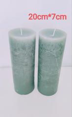 Nieuw! €6=2*Blokker Rustieke Kaars Kiezelgroen 95uren 20*7cm, Ophalen of Verzenden, Nieuw, Overige materialen, Minder dan 25 cm