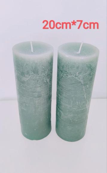 Nieuw! €6=2*Blokker Rustieke Kaars Kiezelgroen 95uren 20*7cm beschikbaar voor biedingen