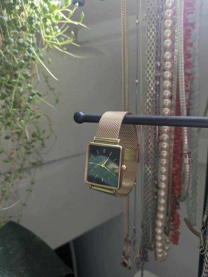 Rosefield Boxy Black, Sieraden, Tassen en Uiterlijk, Horloges | Dames, Zo goed als nieuw, Overige merken, Leer, Ophalen of Verzenden