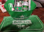 Heineken verzameling oude flessen blikjes ijskoeler 2 tapmat, Ophalen of Verzenden, Zo goed als nieuw, Overige typen, Heineken