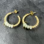 Gouden Oorbellen | 14k | 4g | halve creolen+kralen | 400547, Sieraden, Tassen en Uiterlijk, Ophalen of Verzenden, Gebruikt, Goud