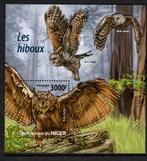 niger 2015 pf blok uilen owls vogels birds, Ophalen of Verzenden, Postfris, Dier of Natuur