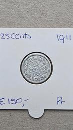 25 Cent 1911 - Koningin Wilhelmina, Zilver, 25 cent, Ophalen of Verzenden, Koningin Wilhelmina